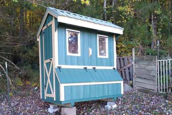 Small Teal and White Chicken Coop